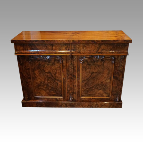Victorian burr walnut chiffonier sideboard front