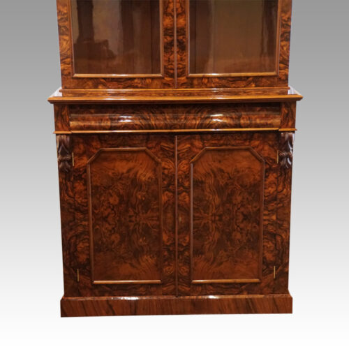Victorian burr walnut library bookcase base
