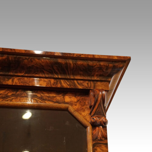 Victorian burr walnut library bookcase cornice end