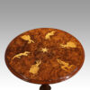 Victorian inlaid walnut Maypole wine table top detail