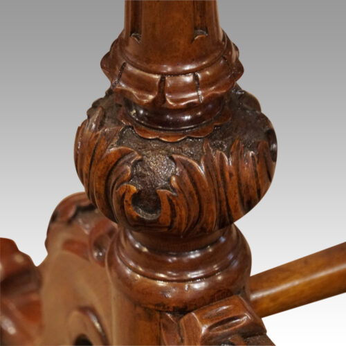 Victorian inlaid walnut backgammon table carved bulbous