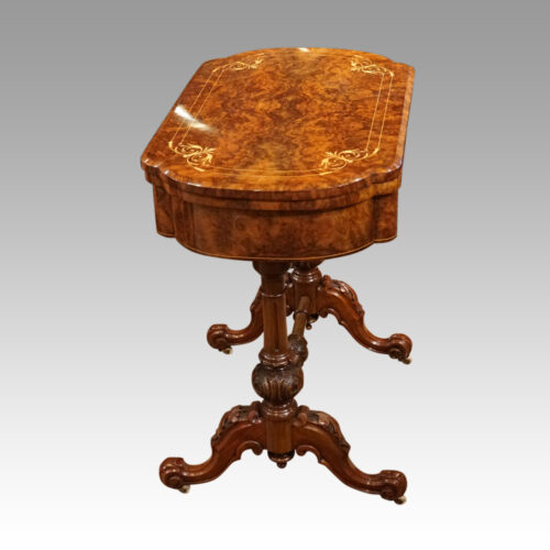 Victorian inlaid walnut backgammon table end