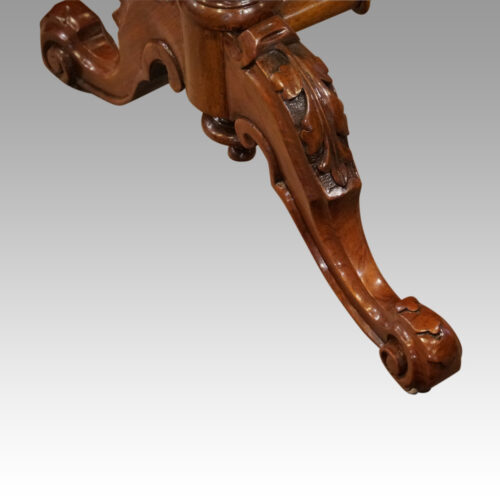 Victorian inlaid walnut backgammon table leg