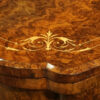 Victorian inlaid walnut backgammon table shaped corner
