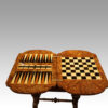 Victorian inlaid walnut backgammon table top detail