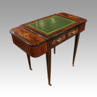 Victorian inlaid writing table at angle