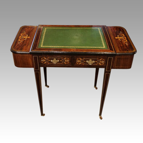 Victorian inlaid writing table front