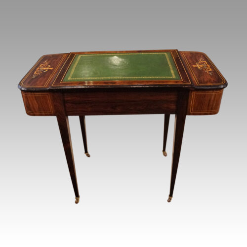 Victorian inlaid writing table rear