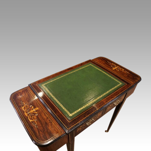 Victorian inlaid writing table top view