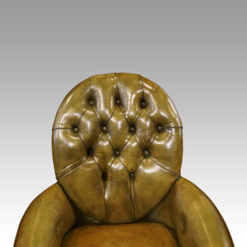 Victorian leather reading chair oval back