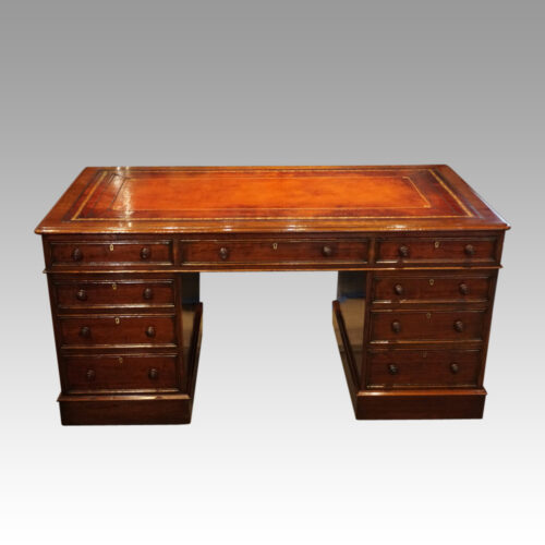 Victorian mahogany pedestal desk 150cms front