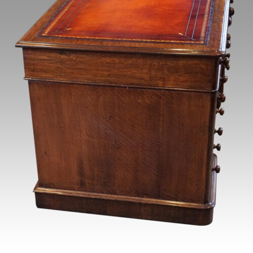 Victorian oak pedestal desk end pedestal