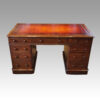 Victorian oak pedestal desk front