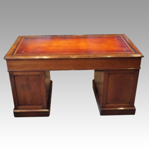 Victorian oak pedestal desk rear