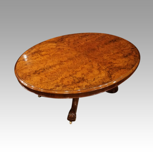 Victorian walnut coffee table top side angle