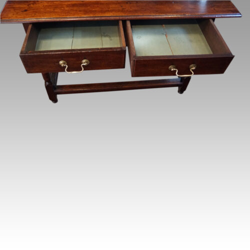 19thc oak side table drawers open