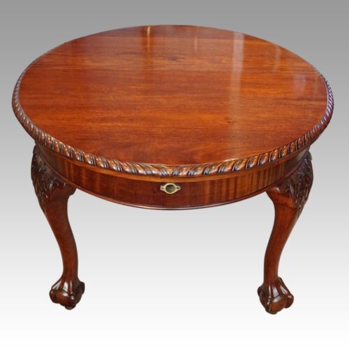 Edwardian oval extending dining table end view closed
