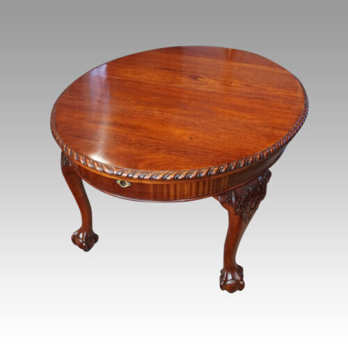 Edwardian oval extending dining table end view leg
