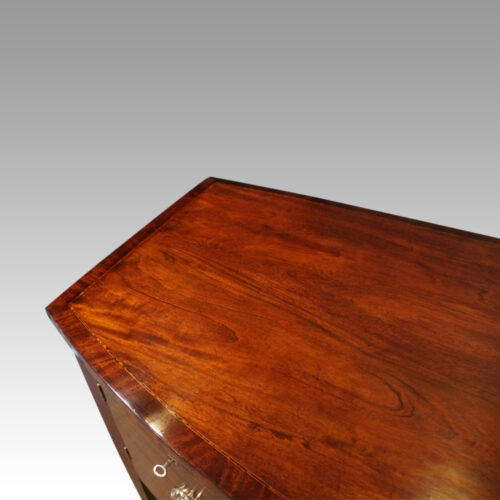 George III mahogany bow sideboard end top detail