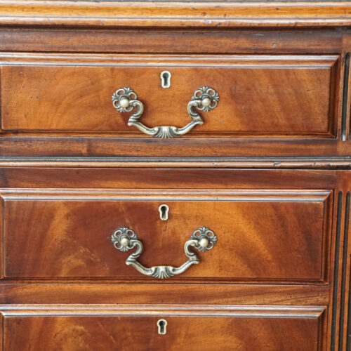 George V mahogany pedestal desk drawers detail