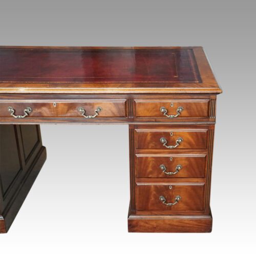 George V mahogany pedestal desk end pedestal