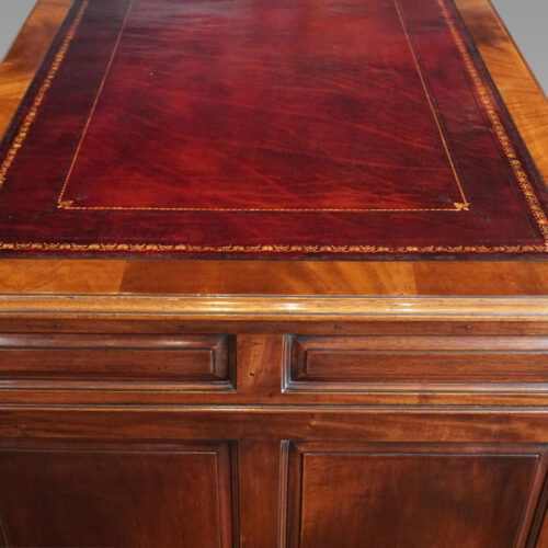 George V mahogany pedestal desk end view