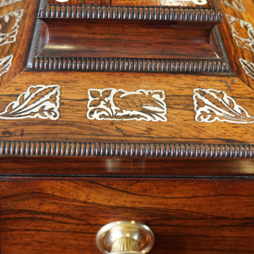 Regency rosewood sewing cabinet inlay detail