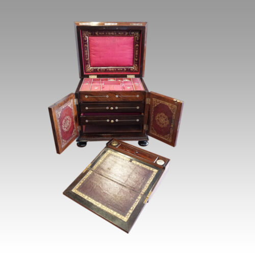 Regency rosewood sewing cabinet open