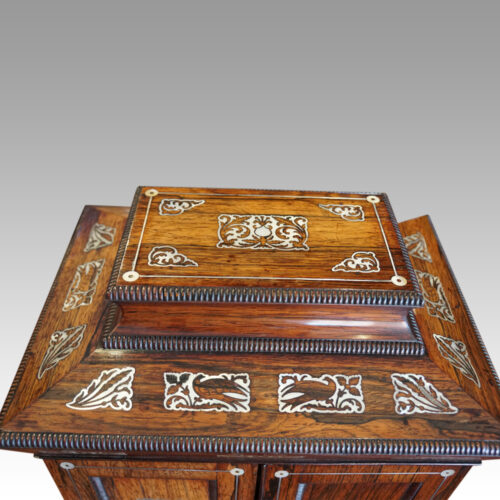 Regency rosewood sewing cabinet top detail