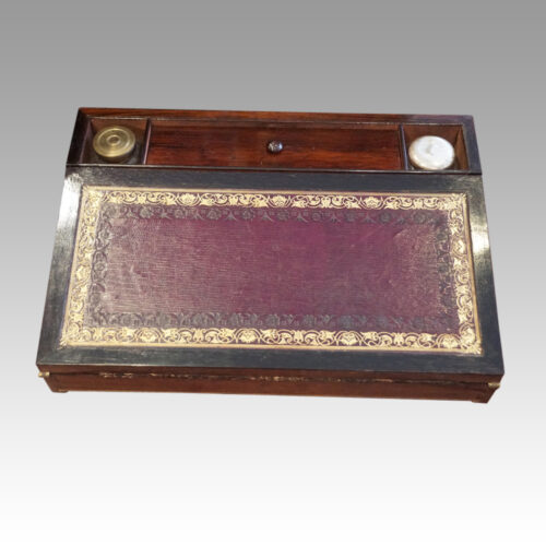 Regency rosewood sewing cabinet writing slope closed