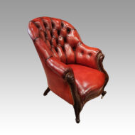 Victorian leather button back chair angle