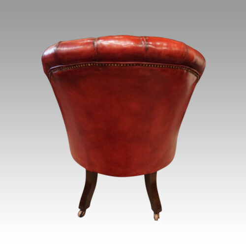 Victorian leather button back chair rear