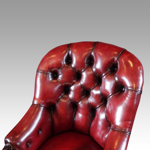 Victorian red leather reading chair button back