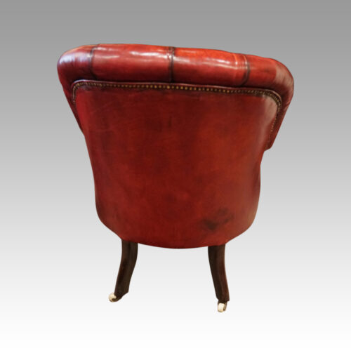 Victorian red leather reading chair rear
