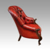 Victorian red leather reading chair side