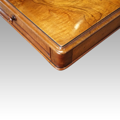 Victorian walnut library table corner