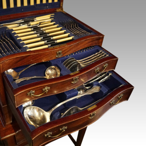 Edwardian mahogany canteen of cutlery drawers open