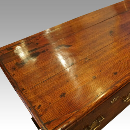 George III oak dresser base top detail