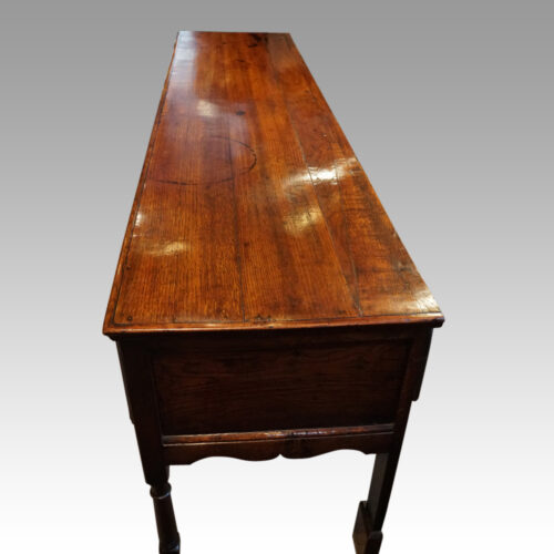 George III oak dresser base top view