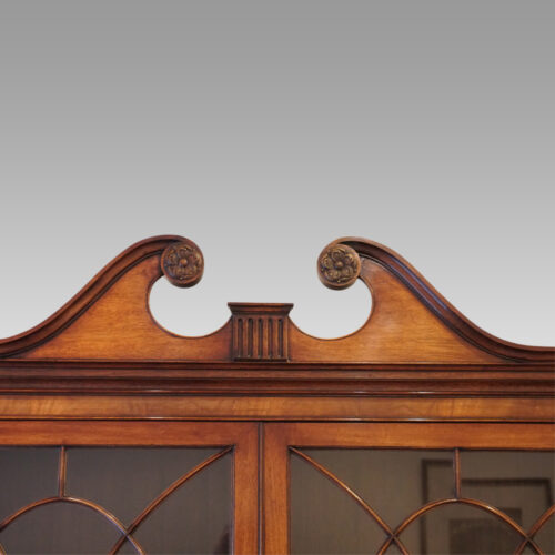 George V mahogany library bookcase cresting