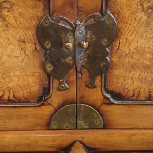Antique Korean Burr Elm cabinet door decoration