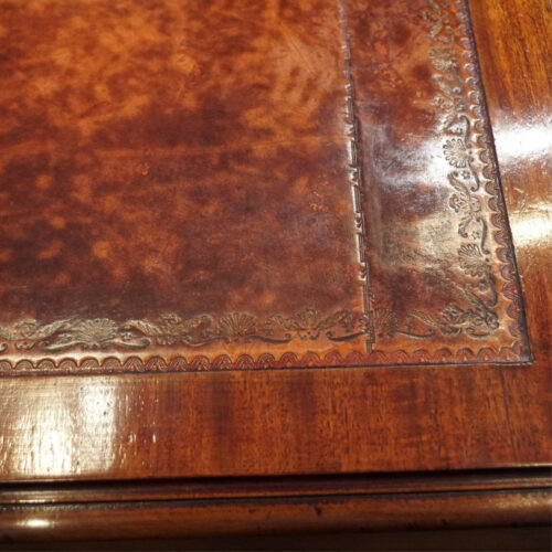 Edwardian mahogany large pedestal desk leather tooling