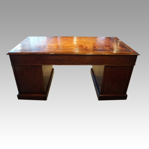 Edwardian mahogany large pedestal desk rear