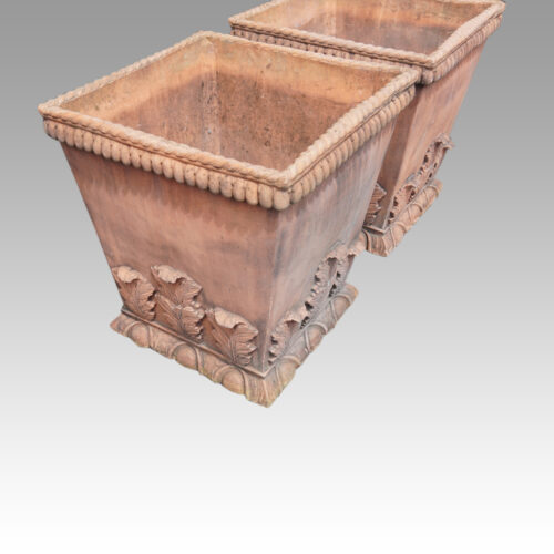 Pair of Acanthus leaf plant holders angle