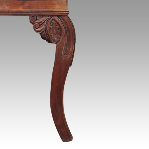 Set 12 mahogany Italian dining chairs front leg side