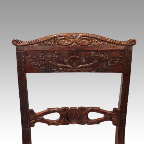 Set 12 mahogany Italian dining chairs toprail