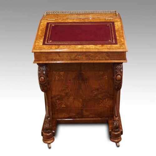 Victorian inlaid walnut Davenport desk