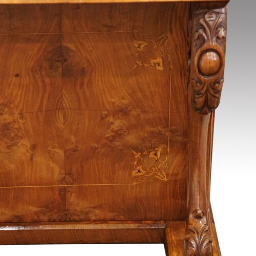 Victorian inlaid walnut Davenport desk front panel
