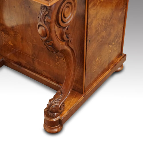 Victorian inlaid walnut Davenport desk leg