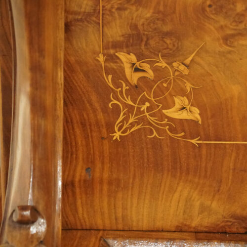 Victorian inlaid walnut Davenport desk panel inlay